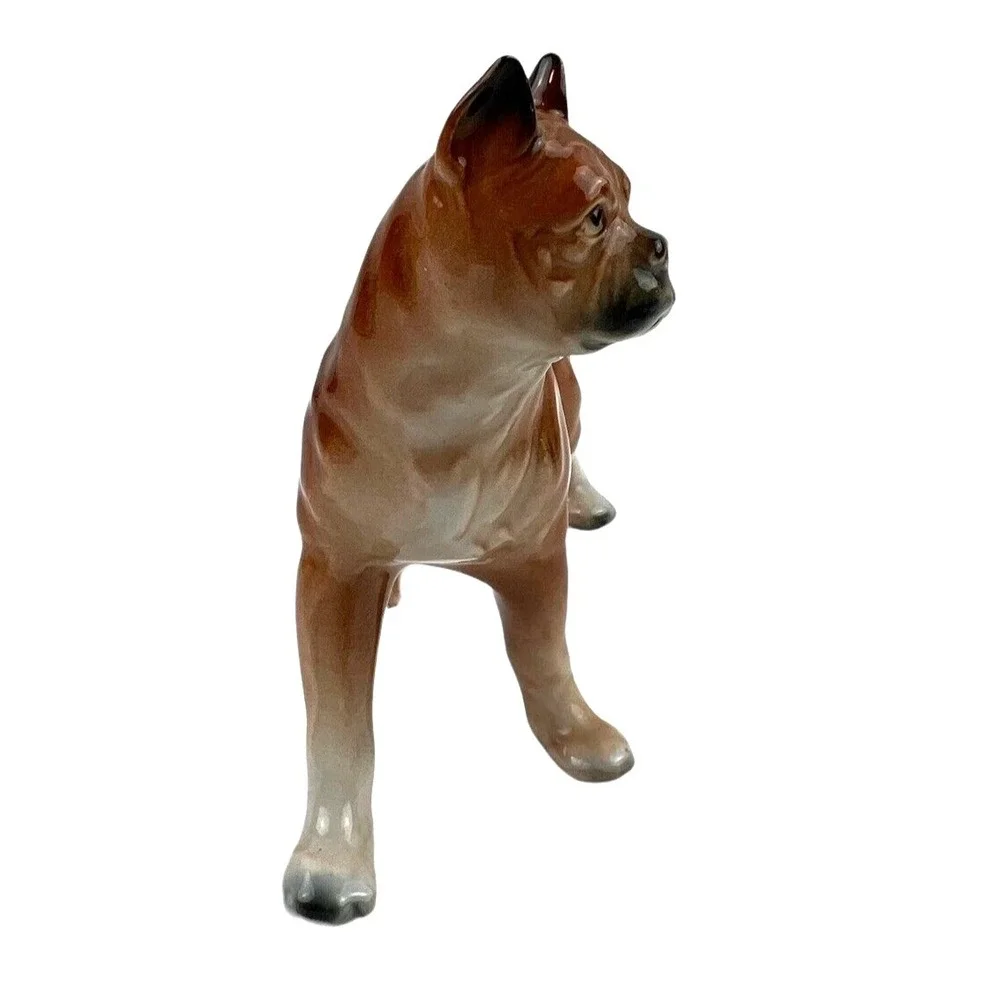 Vintage‎ Ceramic Champion Boxer Female Dog Brown Standing No Markings EUC